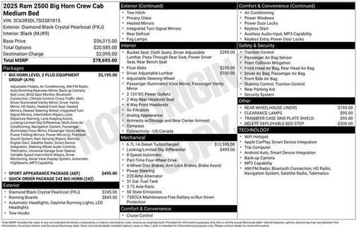 2025 RAM 2500 Big Horn Crew Cab 4x4 6'4' Box