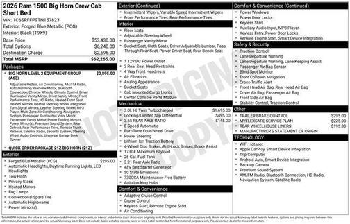 2026 RAM 1500 Big Horn/Lone Star