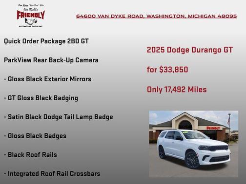 White Knuckle Clearcoat 2025 Dodge Durango GT AWD