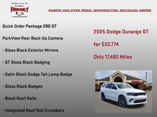 White Knuckle Clearcoat 2025 Dodge Durango GT AWD