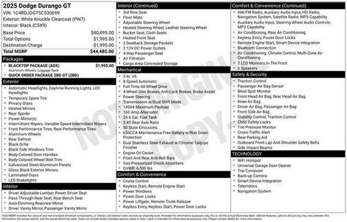 White Knuckle Clearcoat 2025 Dodge Durango GT AWD