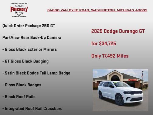 White Knuckle Clearcoat 2025 Dodge Durango GT AWD