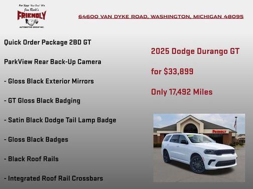 White Knuckle Clearcoat 2025 Dodge Durango GT AWD