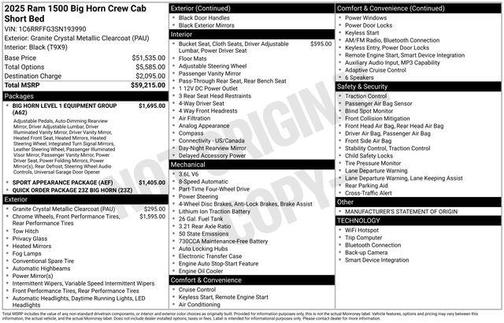 2025 RAM 1500 Big Horn/Lone Star