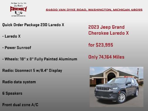 Diamond Black Crystal Pearlcoat 2023 Jeep Grand Cherokee Laredo X
