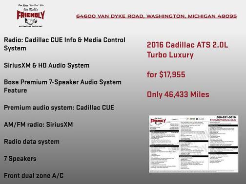 Red Obsession Tintcoat 2016 Cadillac ATS 2.0L Turbo Luxury