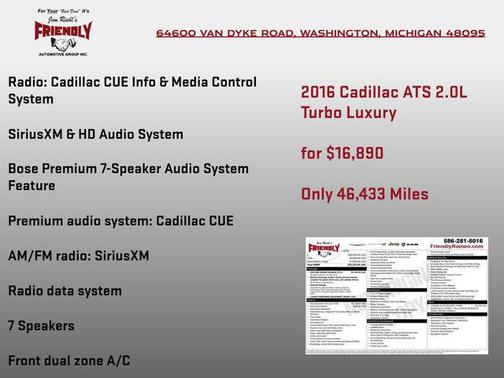 Red Obsession Tintcoat 2016 Cadillac ATS 2.0L Turbo Luxury