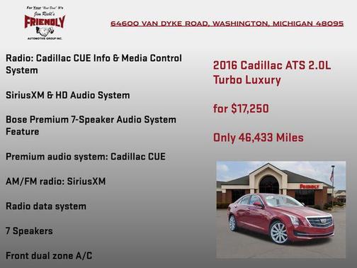 Red Obsession Tintcoat 2016 Cadillac ATS 2.0L Turbo Luxury