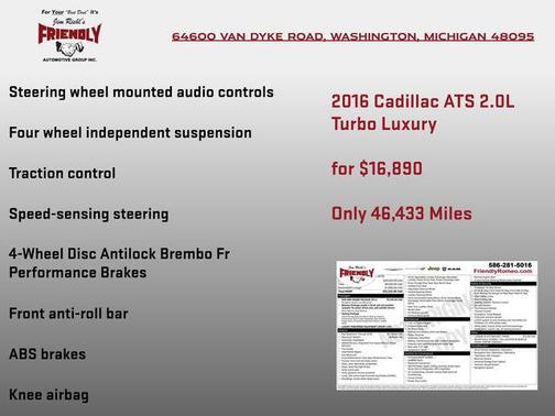 Red Obsession Tintcoat 2016 Cadillac ATS 2.0L Turbo Luxury