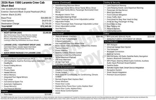 Diamond Black Crystal Pearlcoat 2026 RAM 1500 Laramie