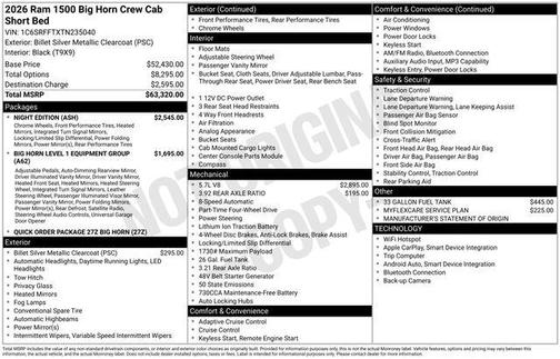 2026 RAM 1500 Big Horn/Lone Star