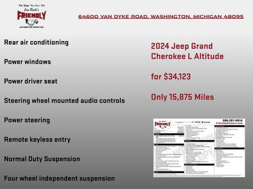 Bright White Clearcoat 2024 Jeep Grand Cherokee L Altitude