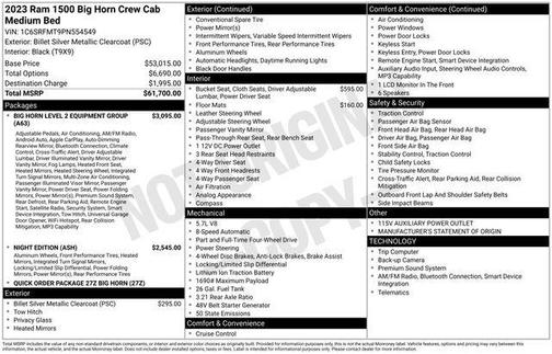 Billet Silver Metallic Clearcoat 2023 RAM 1500 Big Horn/Lone Star