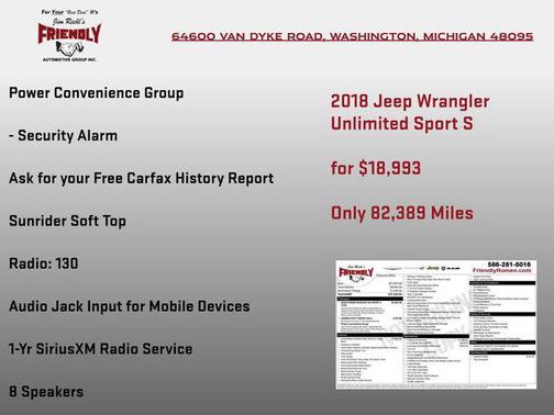 2018 Jeep Wrangler JK Unlimited Sport