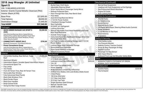 2018 Jeep Wrangler JK Unlimited Sport