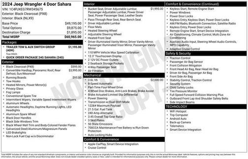 Black Clearcoat 2024 Jeep Wrangler 4-Door Sahara 4x4