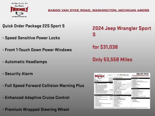 Black Clearcoat 2024 Jeep Wrangler Sport S