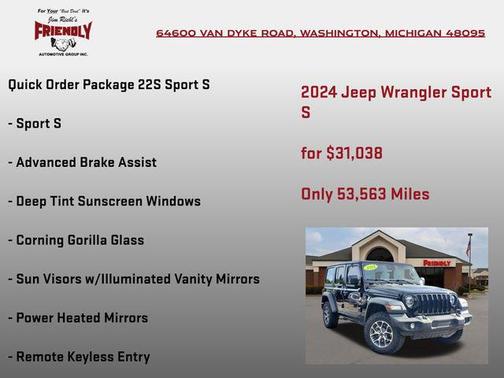 Black Clearcoat 2024 Jeep Wrangler Sport S