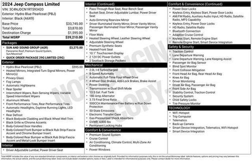 Hydro Blue Pearlcoat 2024 Jeep Compass Limited