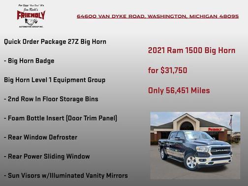 Diamond Black Crystal Pearlcoat 2021 RAM 1500 Big Horn/Lone Star