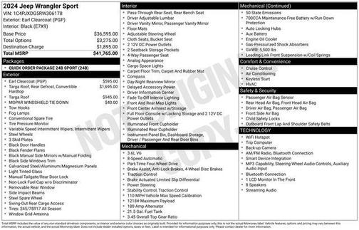 Earl Clearcoat 2024 Jeep Wrangler Sport