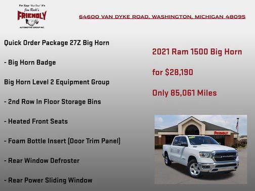 Bright White Clearcoat 2021 RAM 1500 Big Horn/Lone Star