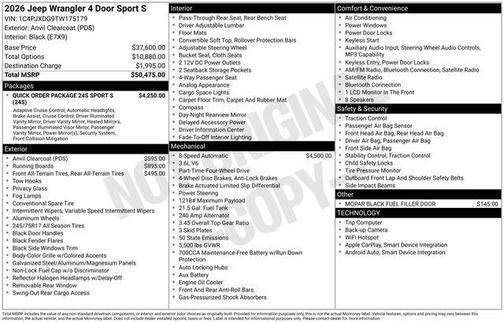 2026 Jeep Wrangler Sport S