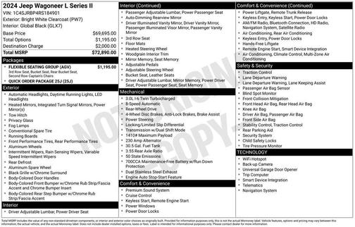 Bright White Clearcoat 2024 Jeep Wagoneer L Series II 4x2