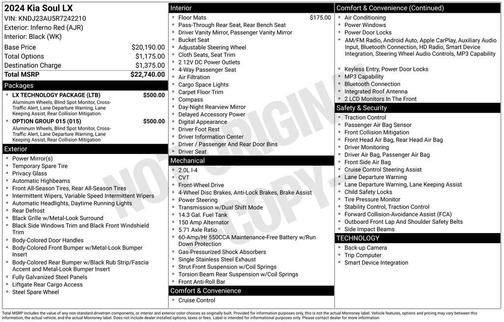Inferno Red 2024 Kia Soul LX