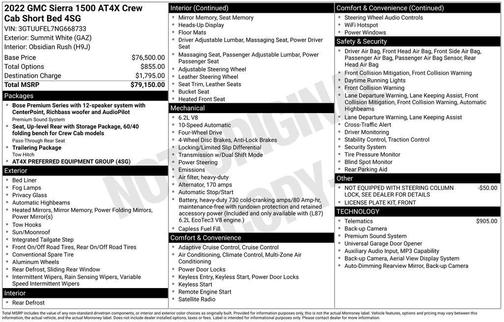 Summit White 2022 GMC Sierra 1500 AT4X