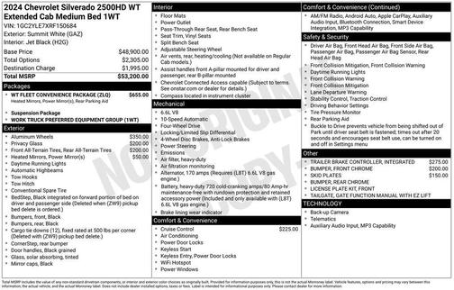 Summit White 2024 Chevrolet Silverado 2500 WT
