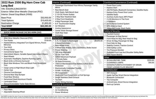 2022 RAM 2500 Big Horn Crew Cab 4x2 8' Box
