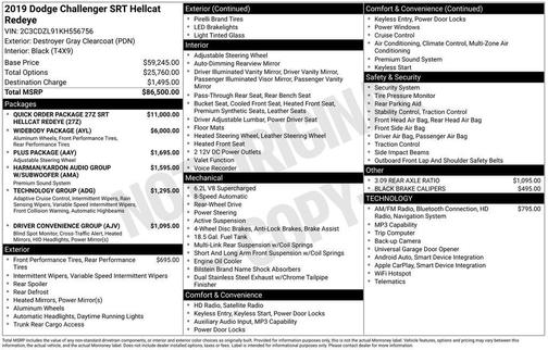 Destroyer Gray Clearcoat 2019 Dodge Challenger SRT Hellcat