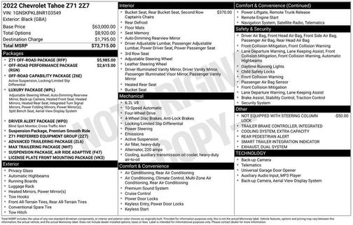 2022 Chevrolet Tahoe 4WD Z71