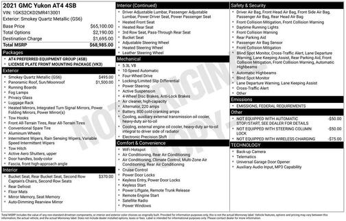 2021 GMC Yukon 4WD AT4