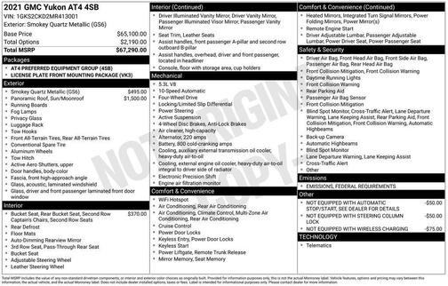 2021 GMC Yukon 4WD AT4