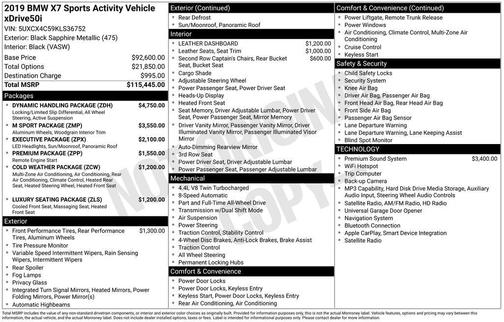 Black Sapphire Metallic 2019 BMW X7 xDrive50i