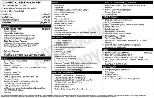 2026 GMC Acadia Elevation FWD