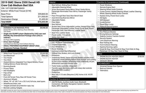 White Frost Tricoat 2019 GMC Sierra 2500 Denali