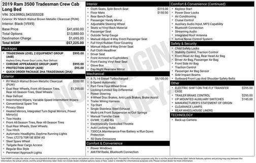 2019 RAM 3500 Tradesman Crew Cab 4x4 8' Box