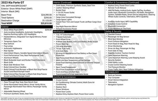 Snow White Pearl 2023 Kia Forte GT