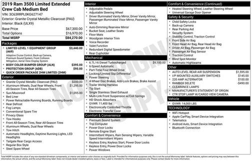 2019 RAM 3500 Limited Mega Cab 4x4 6'4' Box