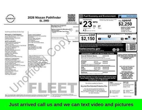 Everest White Pearl Tricoat 2026 Nissan Pathfinder SL