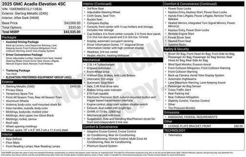 2025 GMC Acadia FWD Elevation