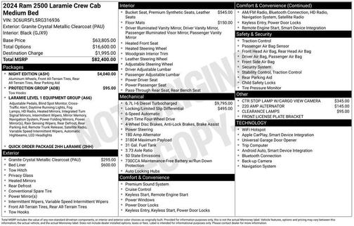 Granite Crystal Metallic Clearcoat 2024 RAM 2500 Laramie Crew Cab 4x4 6'4' Box
