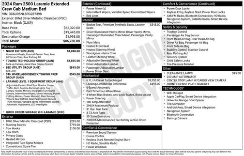 Billet Silver Metallic Clearcoat 2024 RAM 2500 Laramie Crew Cab 4x4 6'4' Box