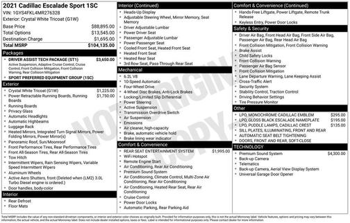 2021 Cadillac Escalade Sport