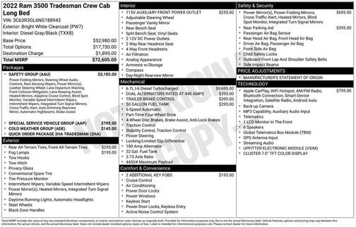 2022 RAM 3500 Tradesman Crew Cab 4x4 8' Box