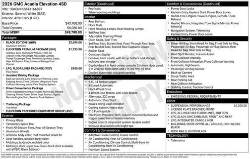 2026 GMC Acadia FWD Elevation