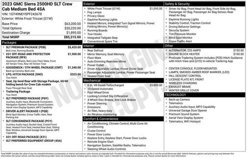 White Frost Tricoat 2023 GMC Sierra 2500 SLT